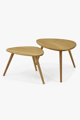 Masszív tölgyfa dohányzóasztal szett, Vigo típus, natúr színű